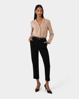 Elka Straight Leg Pants in black — full-length view