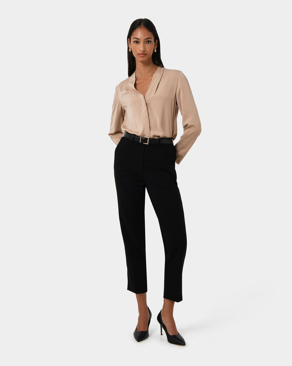 Elka Straight Leg Pants in black — full-length view 2