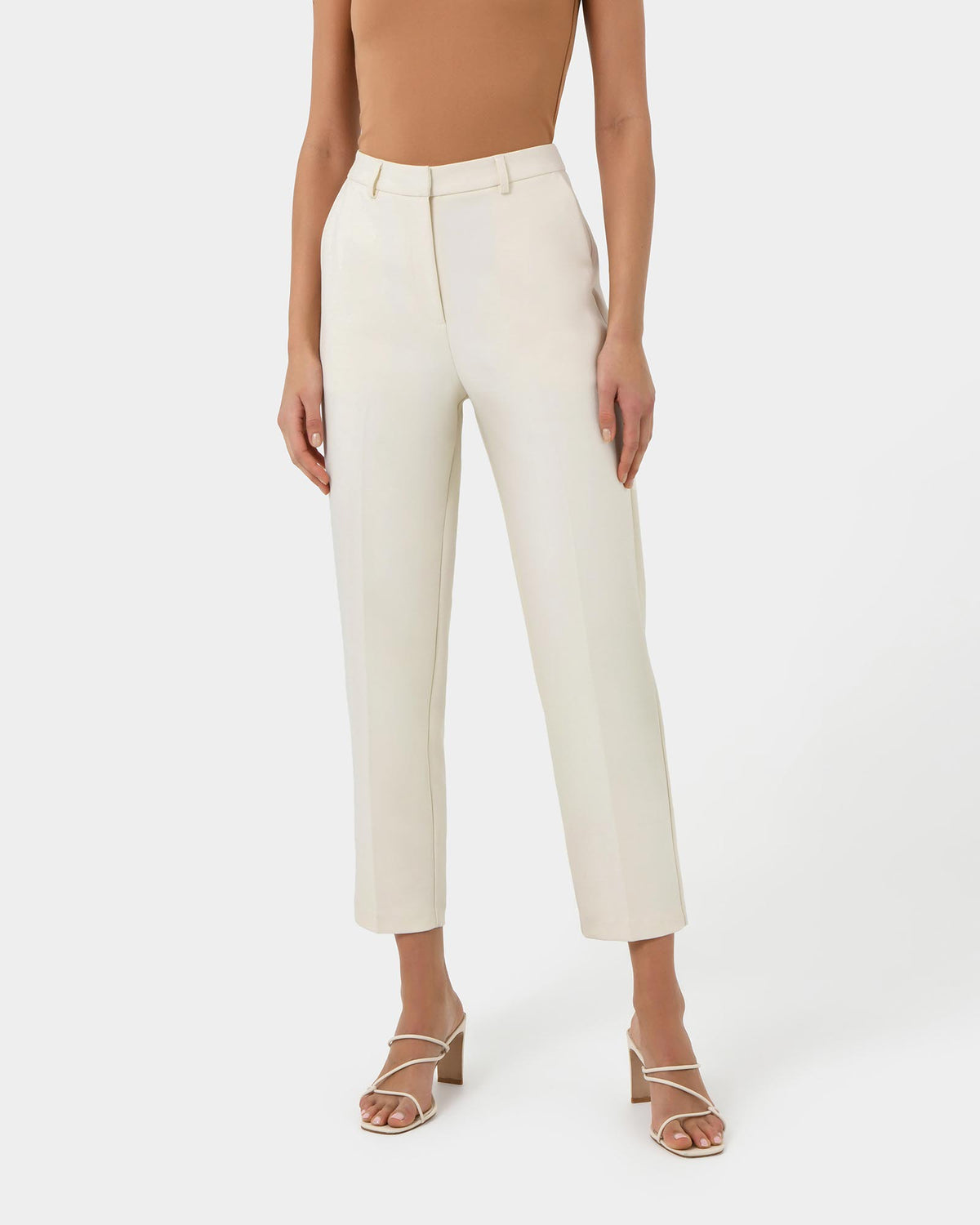Elka Straight Leg Pants in ecru — close-up view