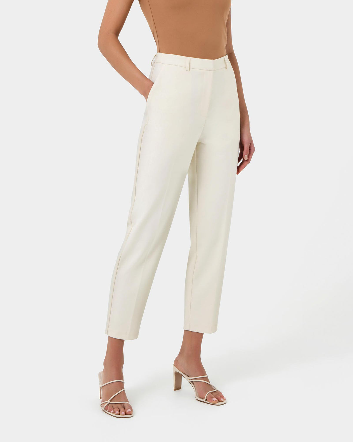 Elka Straight Leg Pants in ecru — side view