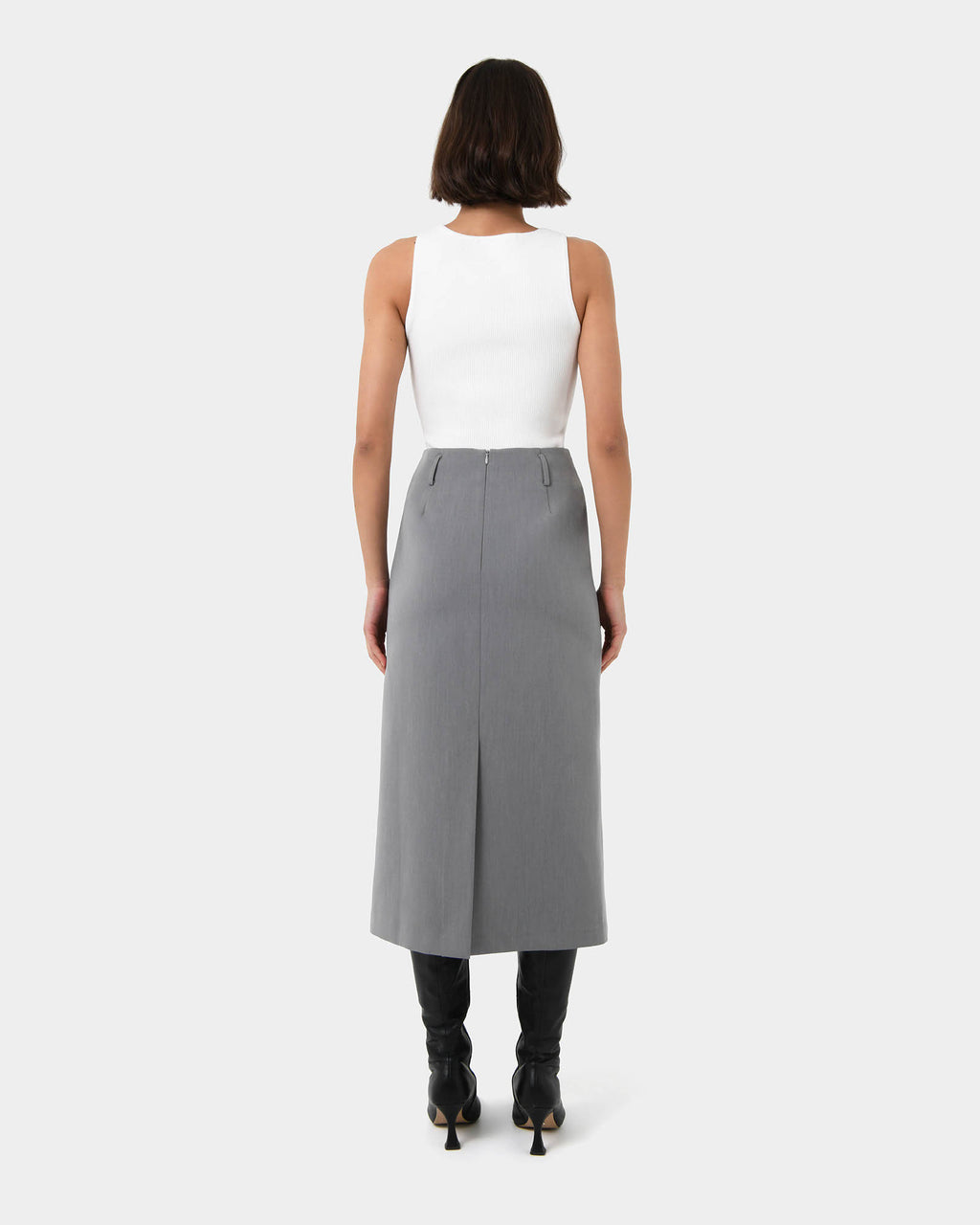 Joelle Column Skirt in grey — back view