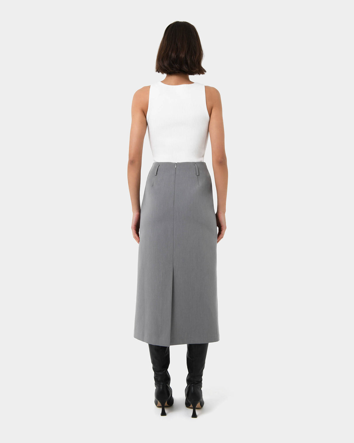 Joelle Column Skirt in grey — back view