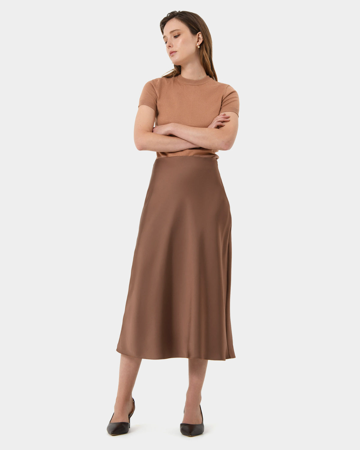 Kalena Satin Bias Skirt — view 2