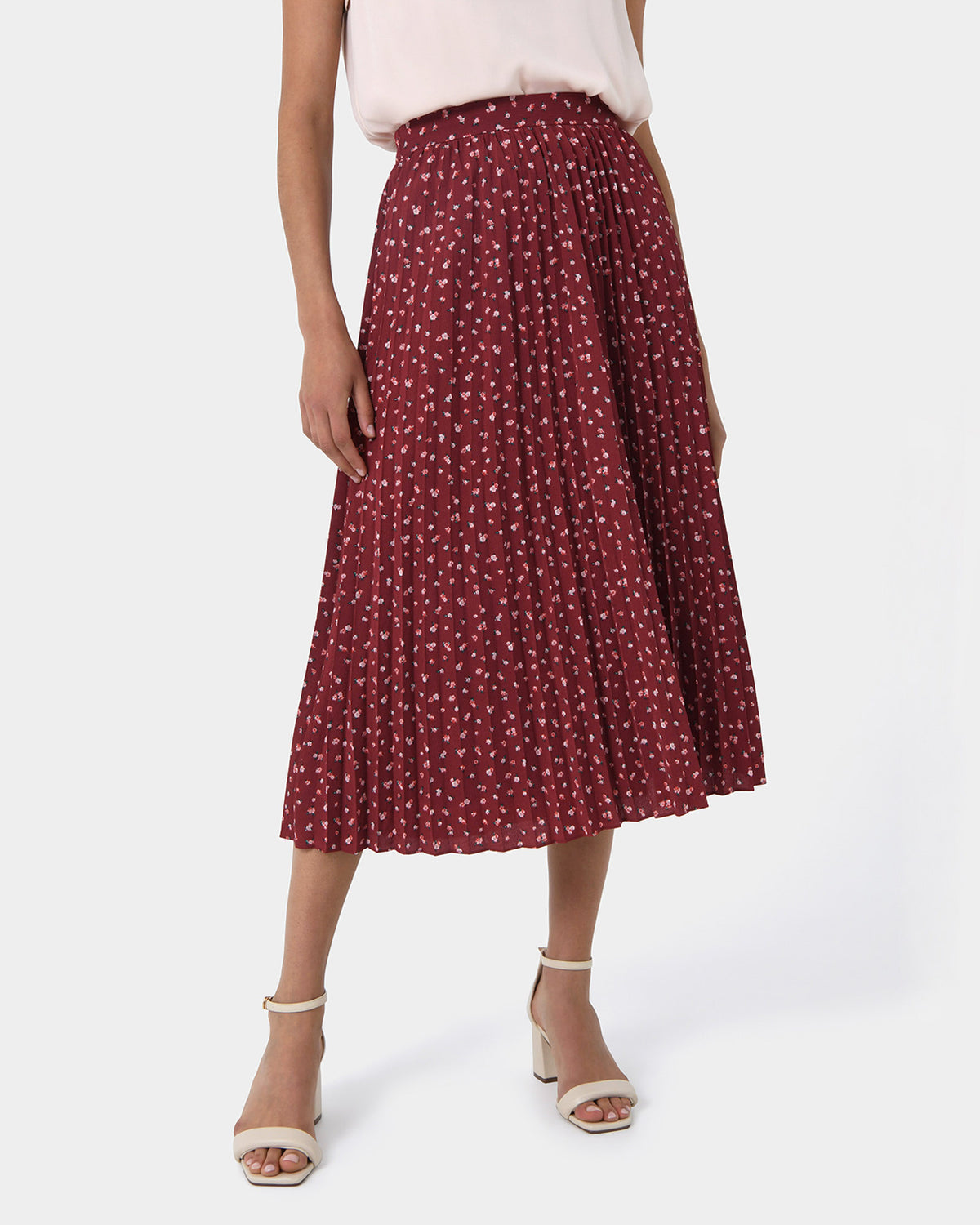 Amaya Pleated Skirt in multi — close-up view