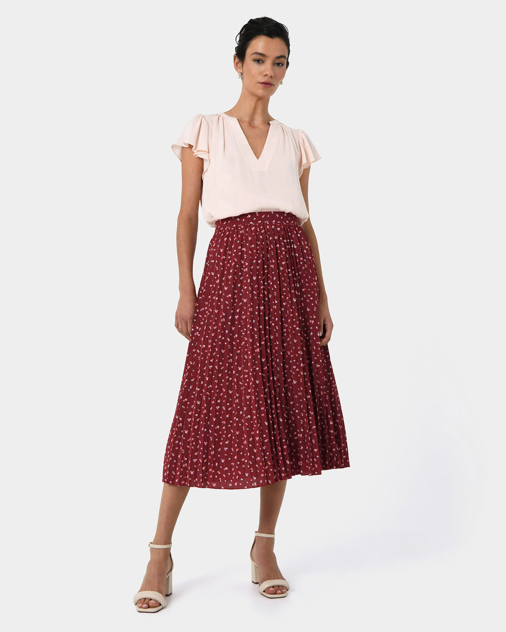 Amaya Pleated Skirt in multi — full-length view