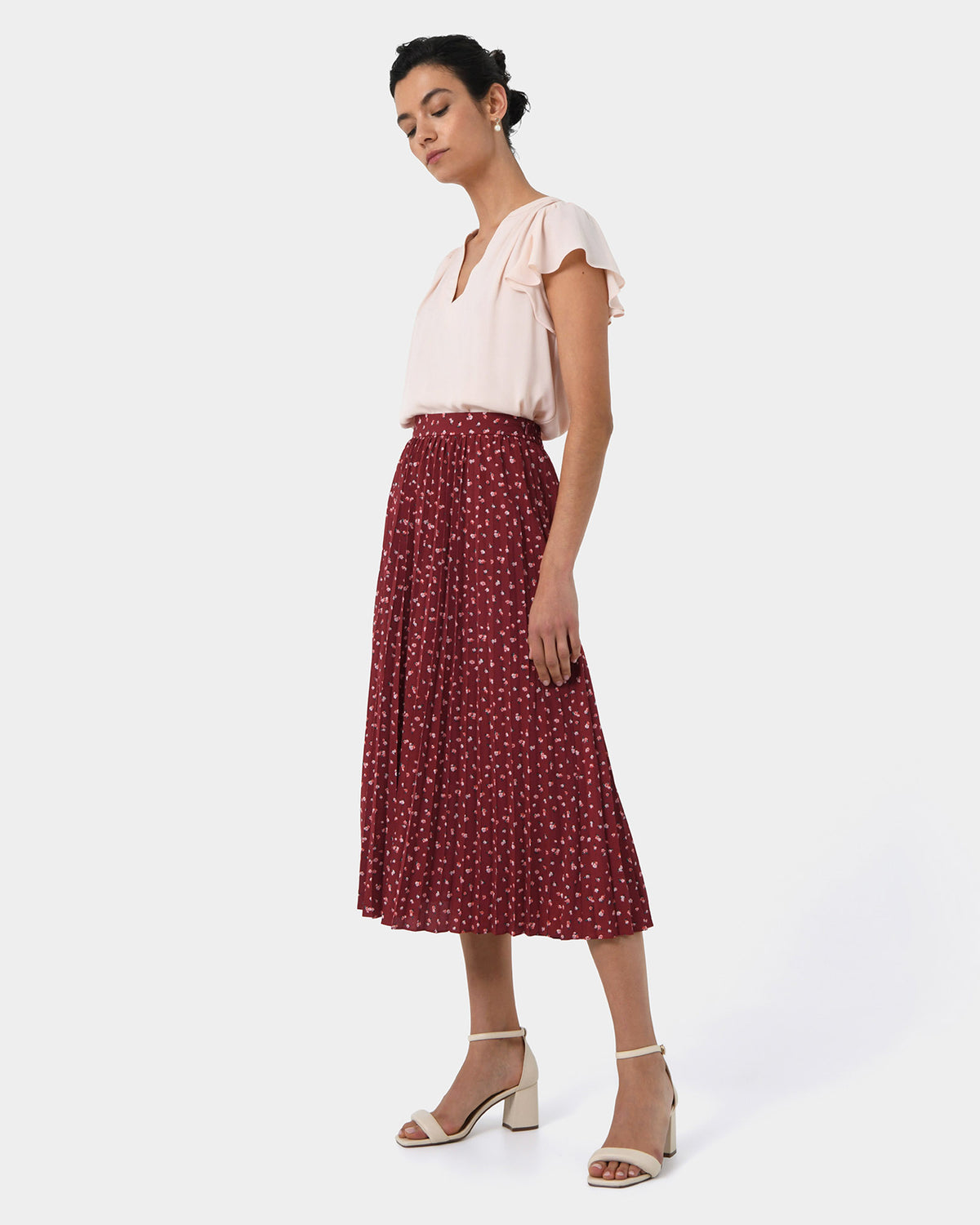 Amaya Pleated Skirt in multi — side view
