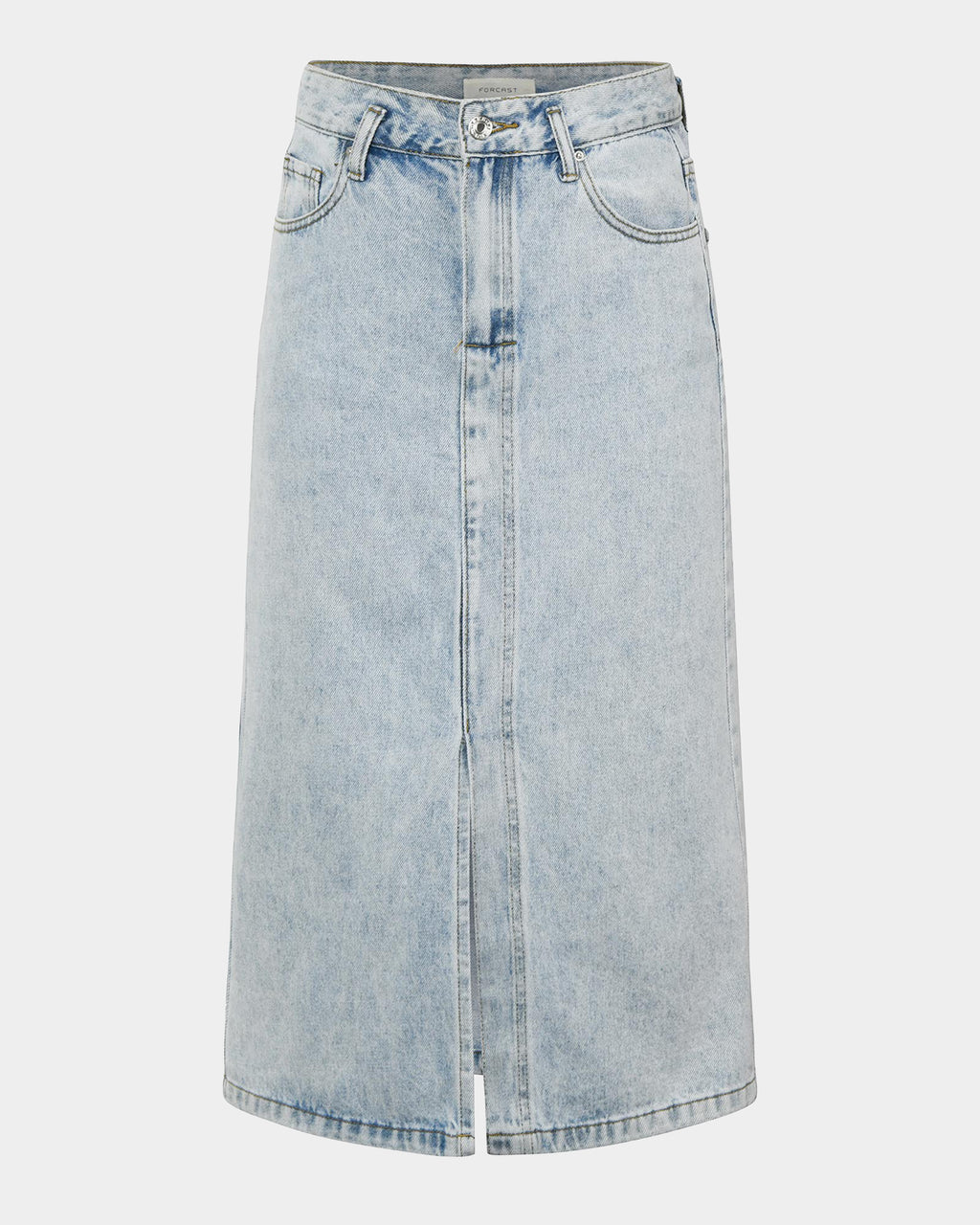 Veronique Midi Denim Skirt in blue wash — product-only view