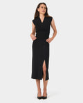 Betty Knit Split Skirt in black — full-length view