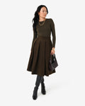 Ryan Pleated Midi Skirt in espresso — full-length view