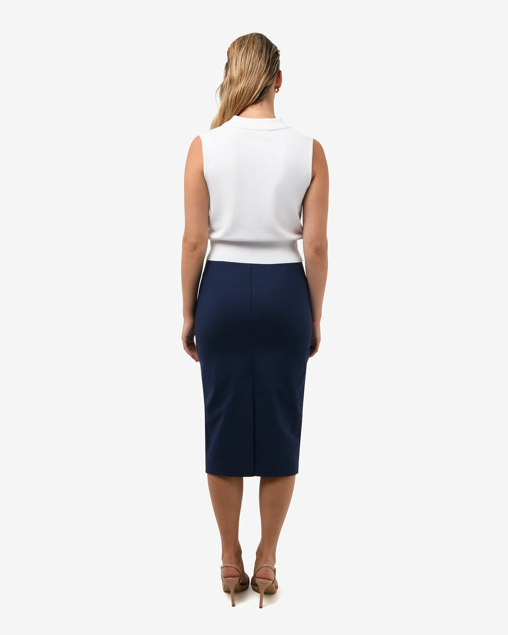 Safira Midi Pencil Skirt in navy — view 4