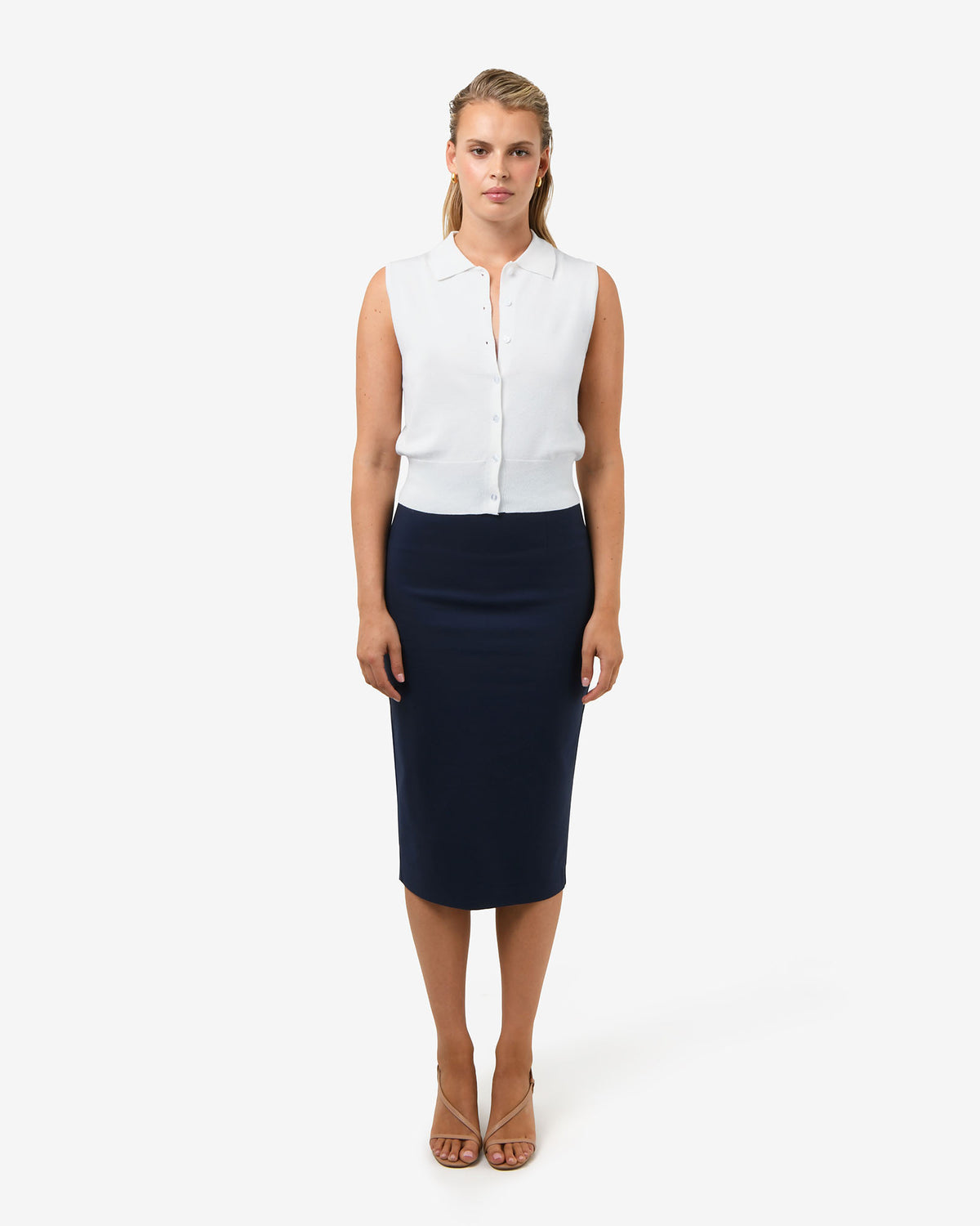 Safira Midi Pencil Skirt — full-length view