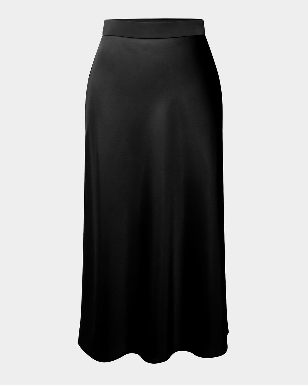 Joy Satin Midi Skirt in black — product-only view