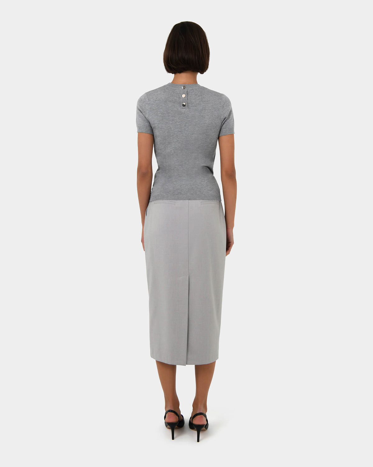 Chloe Panel Skirt in grey — back view