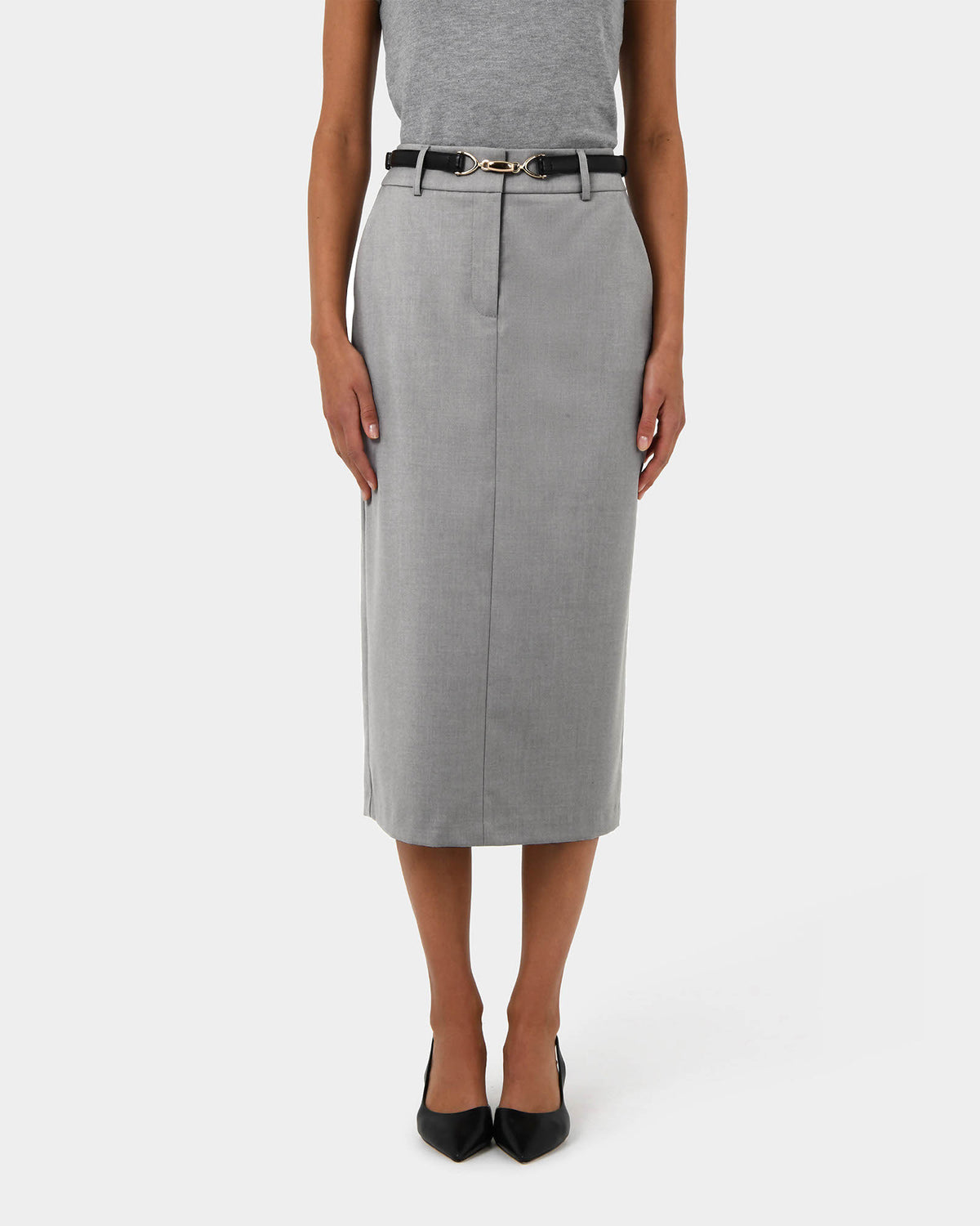Chloe Panel Skirt in grey — close-up view