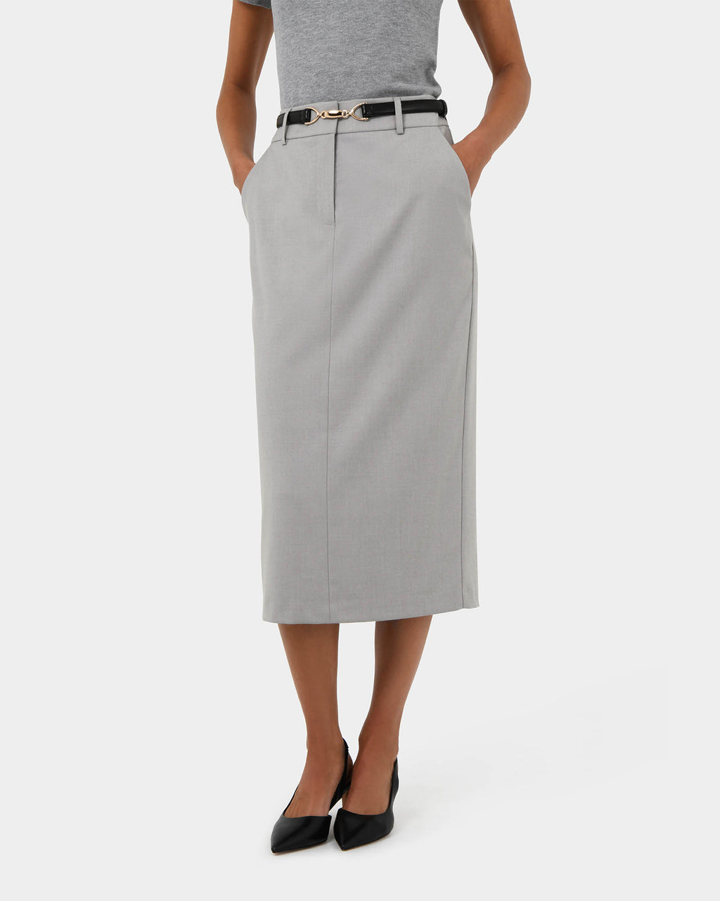Chloe Panel Skirt in grey — close-up view 2