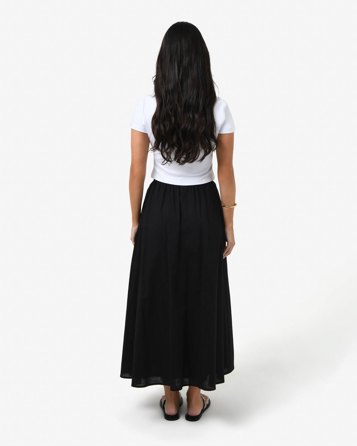 Kenya Linen Skirt in black — back view