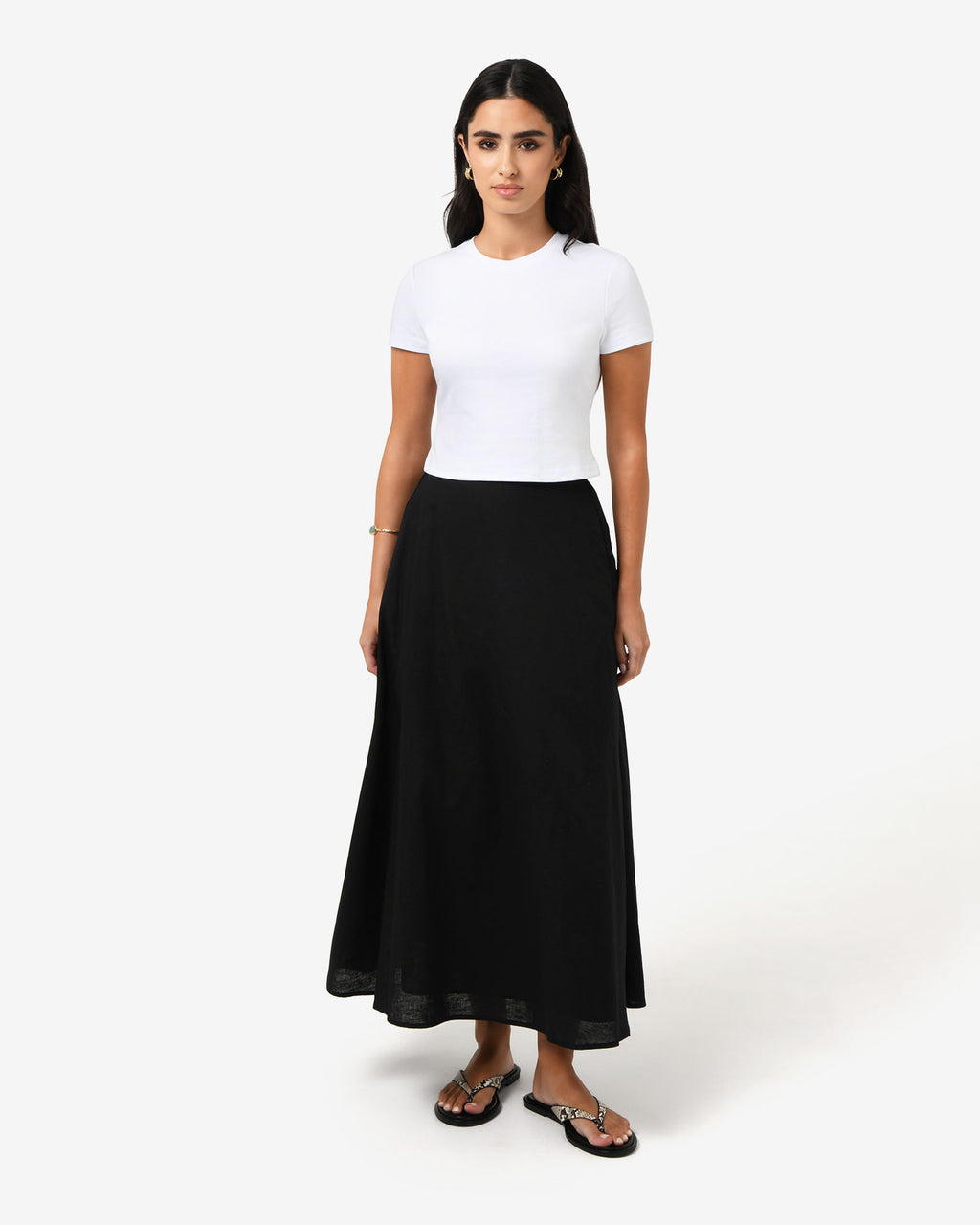 Kenya Linen Skirt in black — full-length view