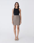 Safira Mini Skirt in walnut — full-length view