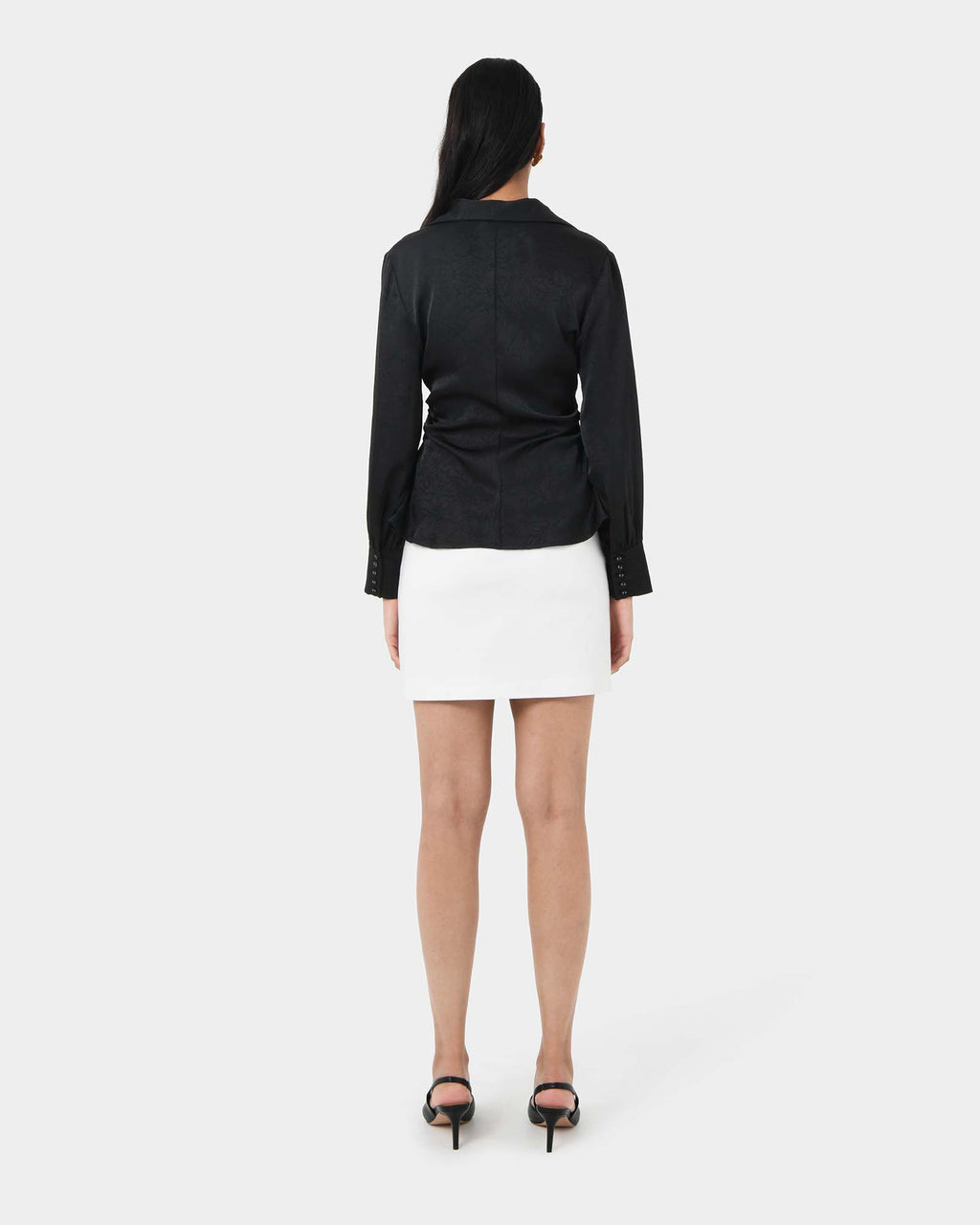 Blair Satin Collar Blouse in black — back view