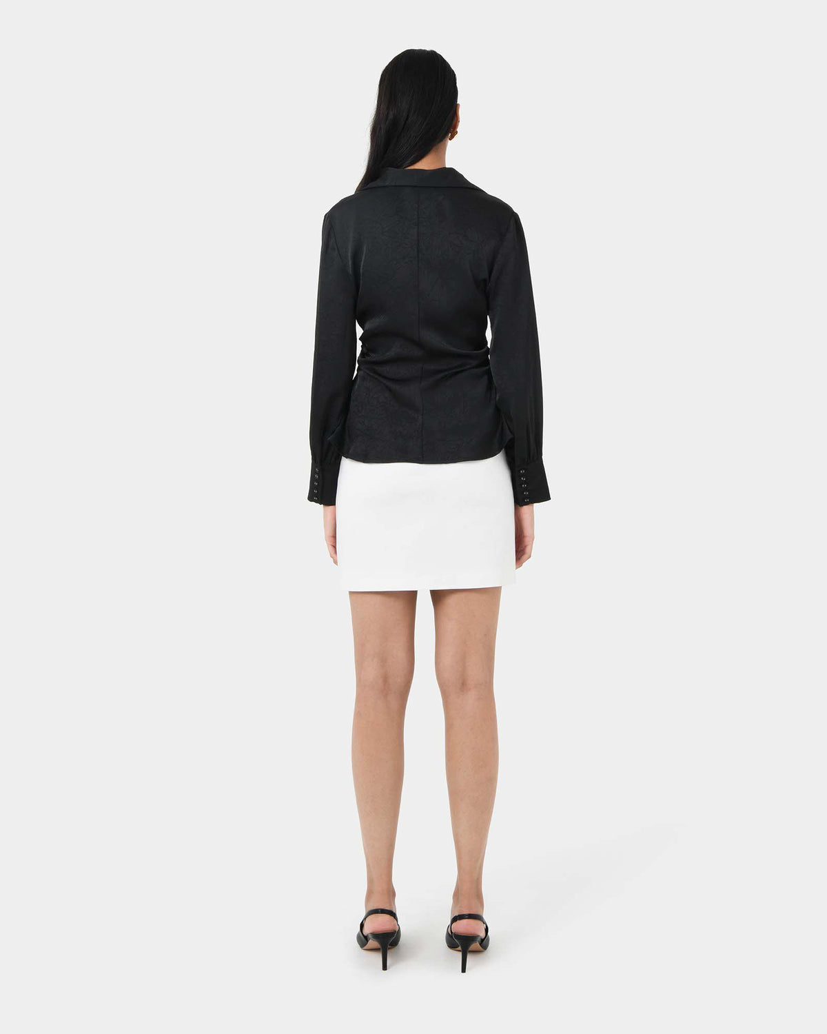 Blair Satin Collar Blouse in black — back view