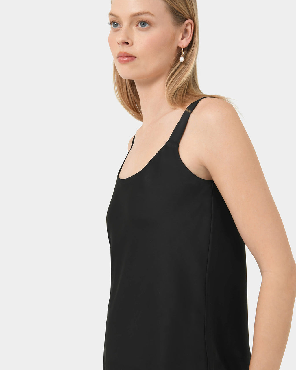 Kalena Satin Cami Top in black — side view