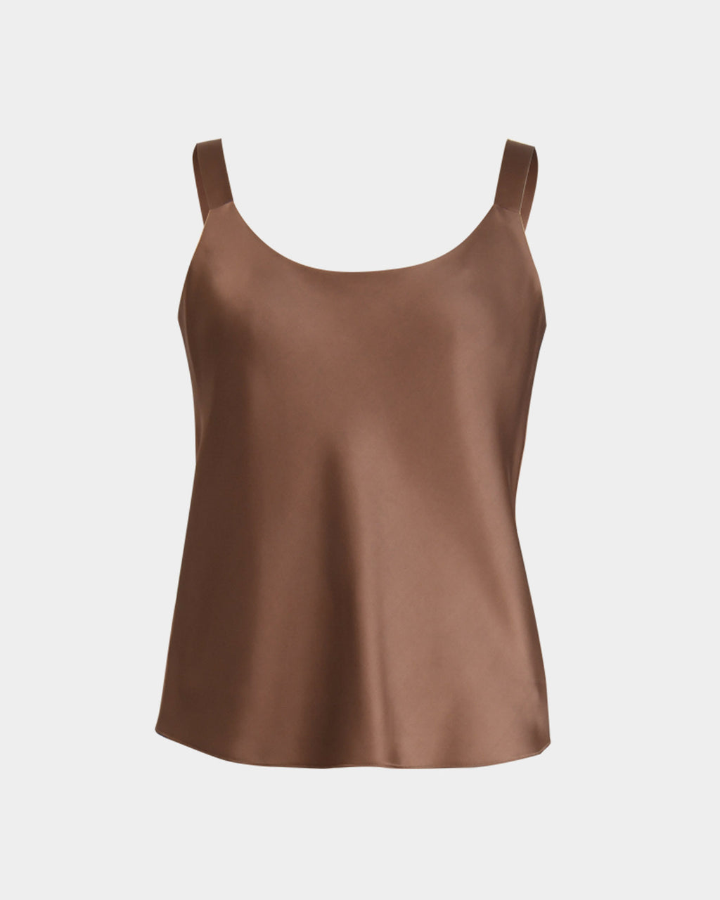 Kalena Satin Cami Top in dark camel — product-only view