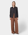 Freya Chain Print Blouse in navy — full-length view
