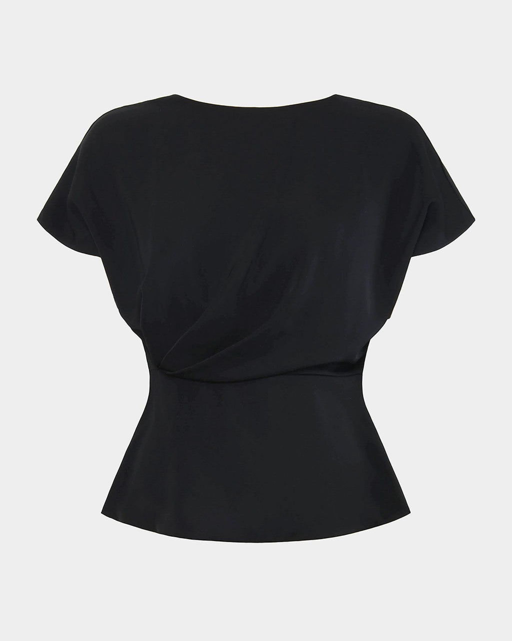 Bonnie Gathered Peplum Top in black — product-only view