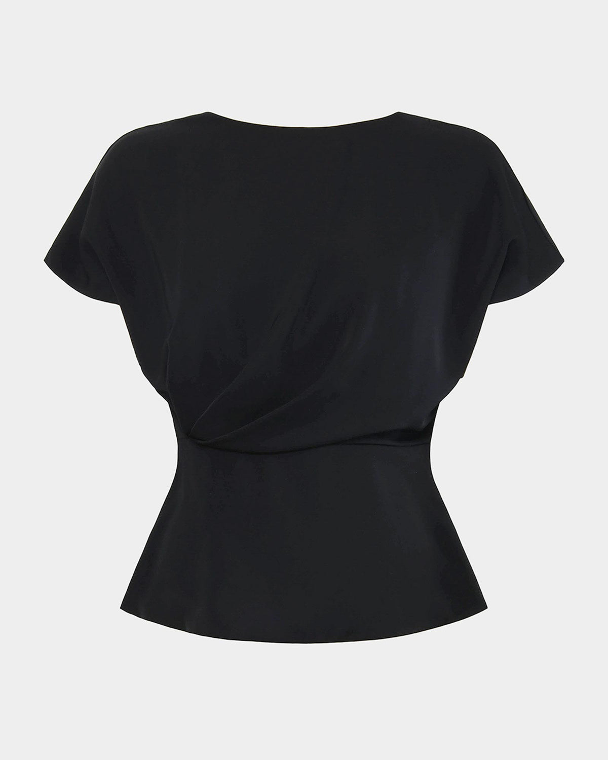 Bonnie Gathered Peplum Top in black — product-only view