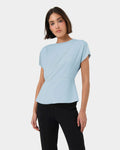 Bonnie Gathered Peplum Top in dusk blue — close-up view