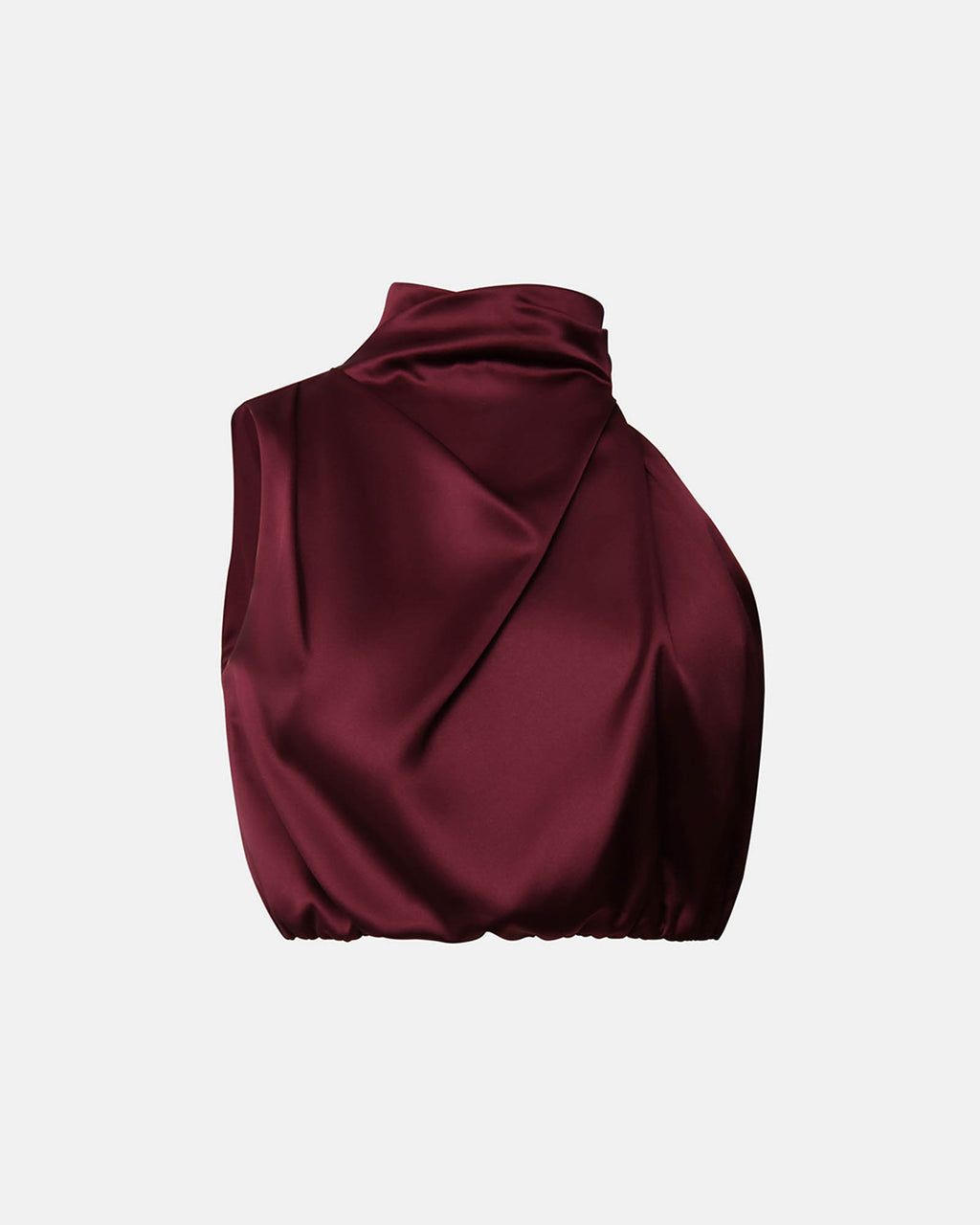 Kaye Asymmetric Cowl Neck Top in wine — product-only view