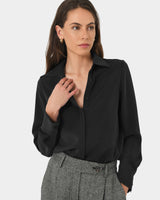 Robin Collared Blouse in black — close-up view