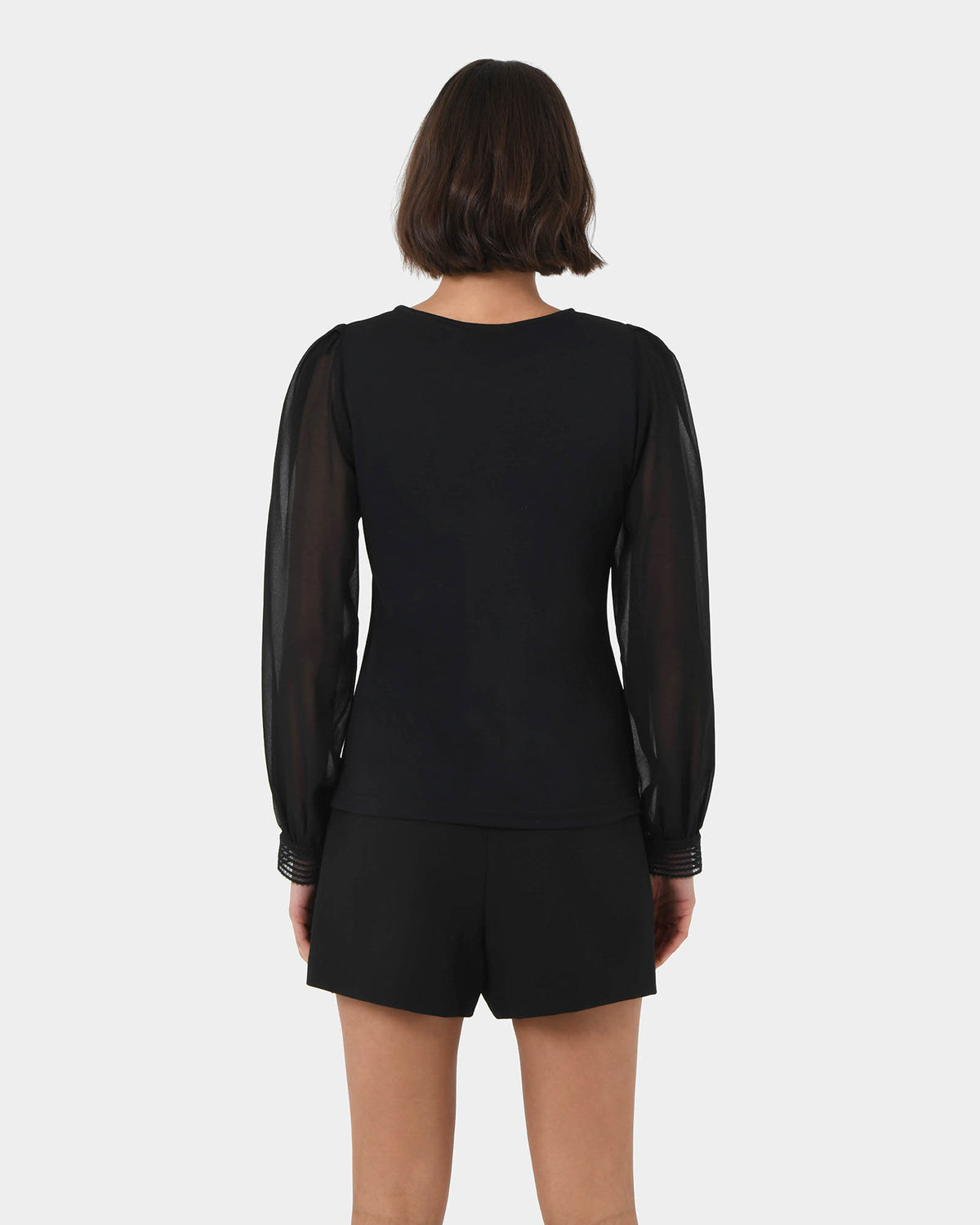 Lilah Lace Trim Top in black — view 4