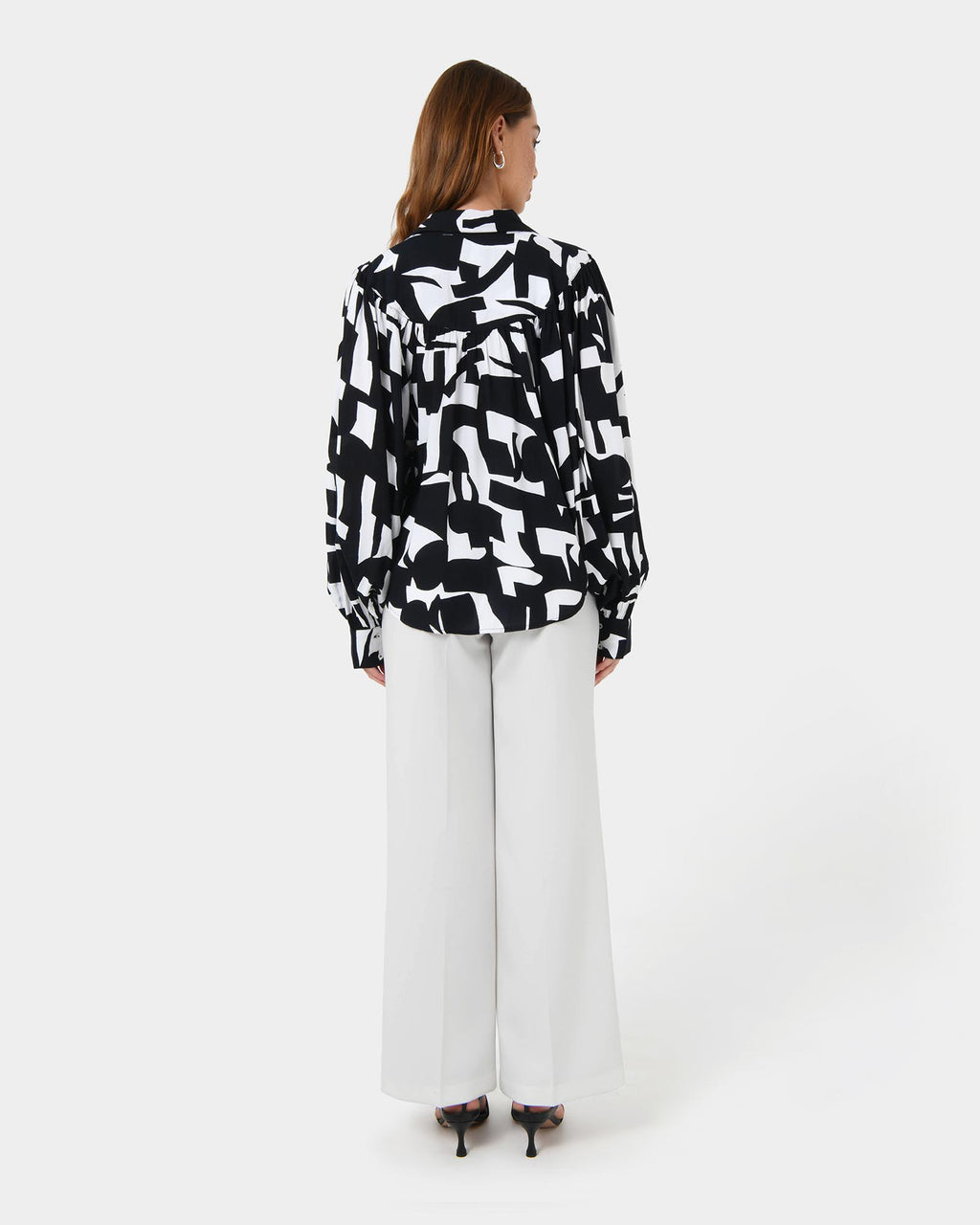 Anella Monochrome Print Blouse in black ivory — view 5