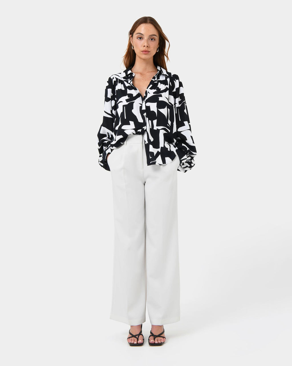 Anella Monochrome Print Blouse — full-length view