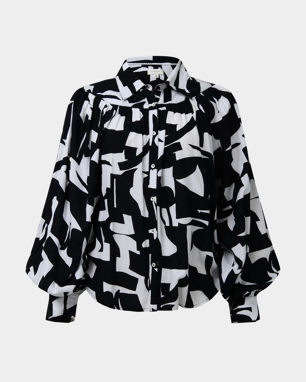 Anella Monochrome Print Blouse in black ivory — view 6