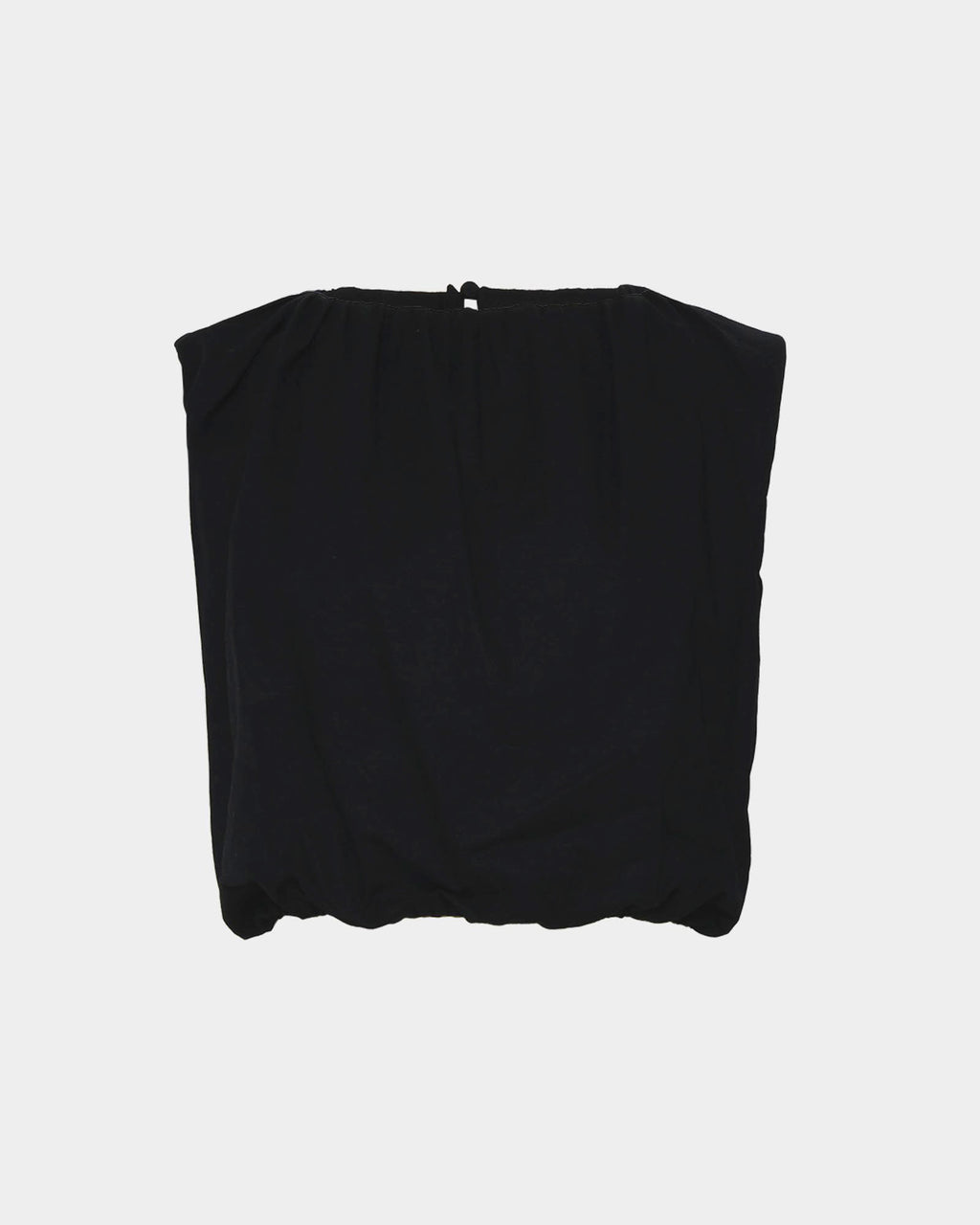 Kenya Rouched Linen Top in black — product-only view