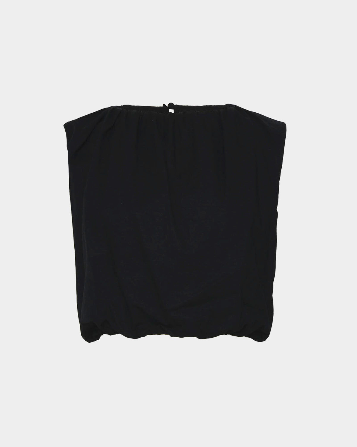Kenya Rouched Linen Top in black — product-only view