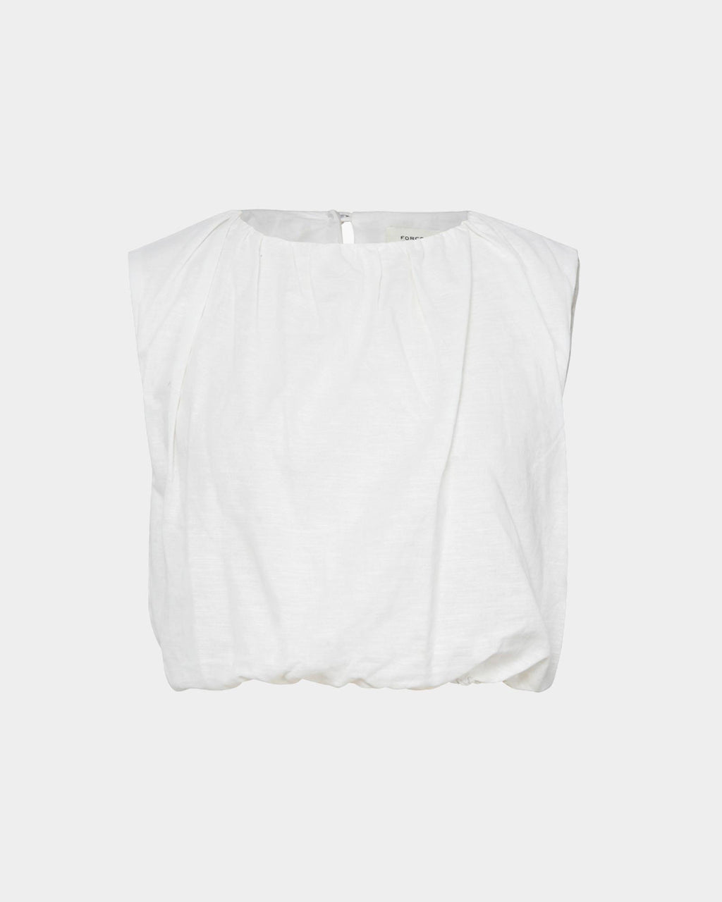 Kenya Rouched Linen Top in ivory — product-only view
