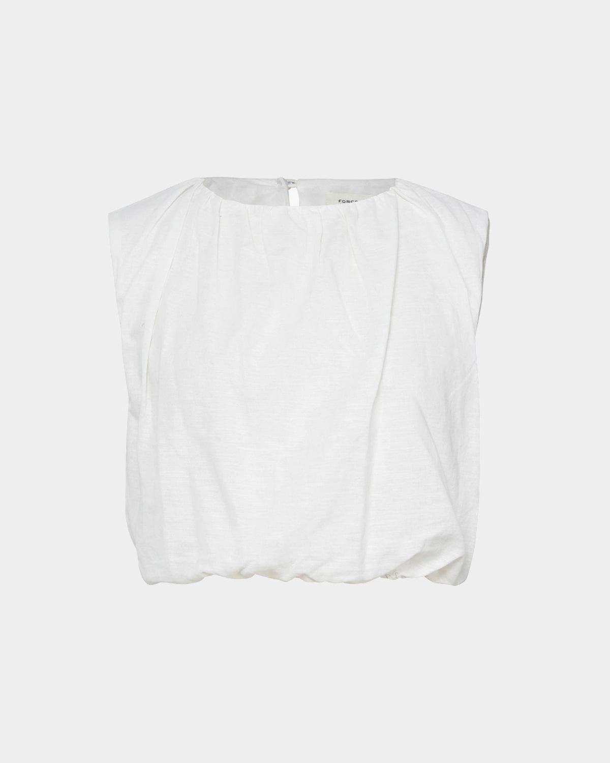Kenya Rouched Linen Top in ivory — product-only view