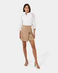 Giulia Gold Button Blouse in white — full-length view