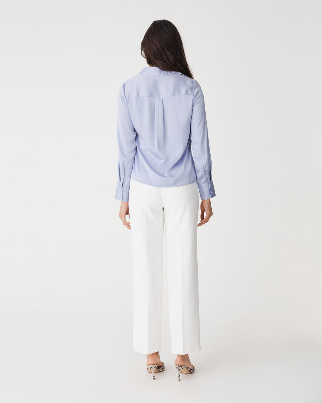 Mae Satin Shirt in lilac — back view