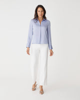 Mae Satin Shirt in lilac — full-length view