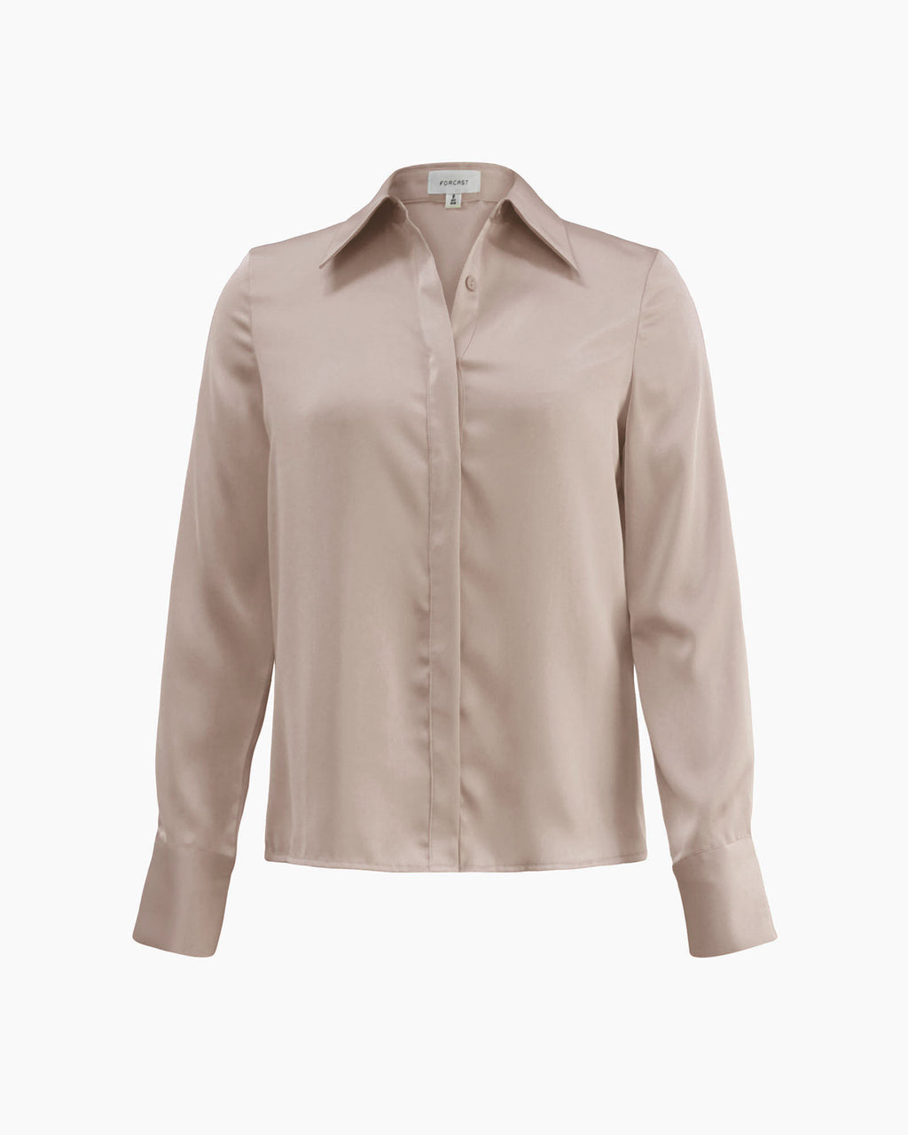 Mae Satin Shirt in sand — product-only view