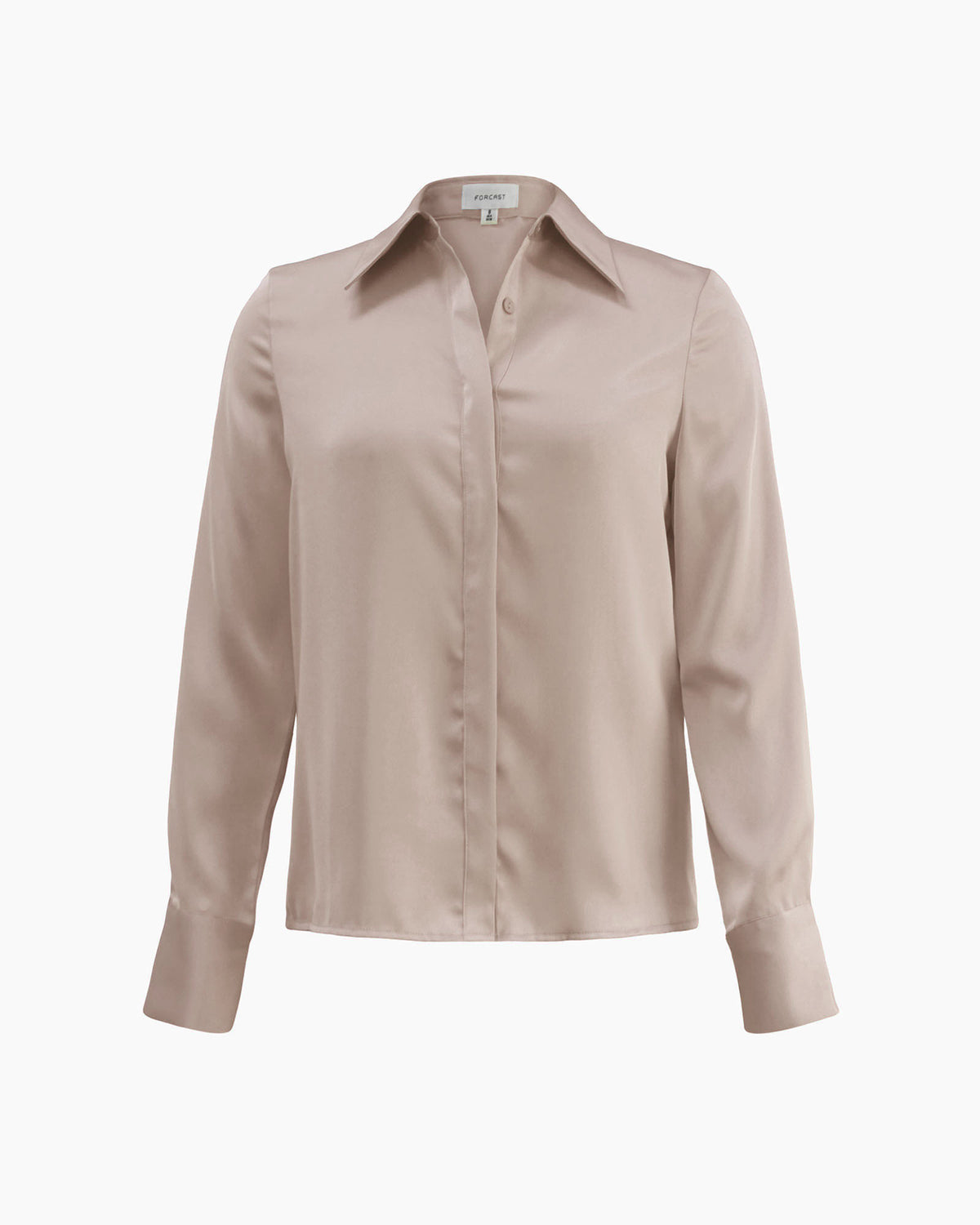 Mae Satin Shirt in sand — product-only view