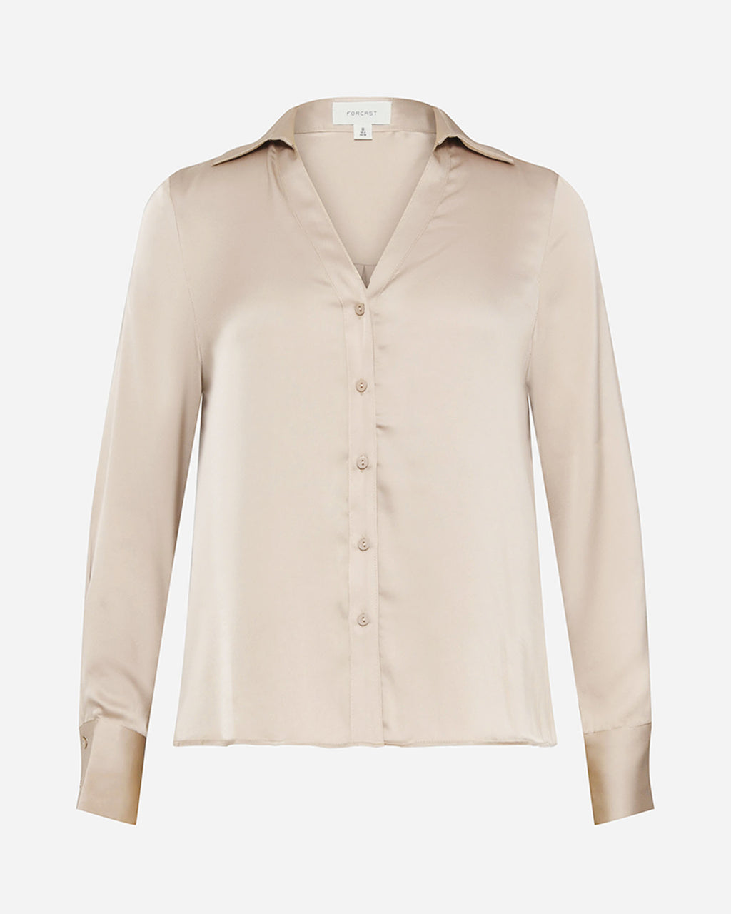 Lila V-Neck Satin Blouse in eggshell — product-only view