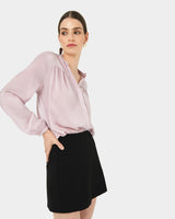 Claire V-neck Blouse in blush — close-up view