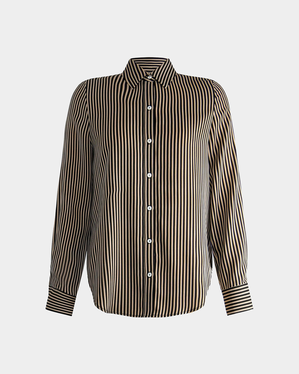 Wanda Stripe Satin Shirt in beige black — product-only view