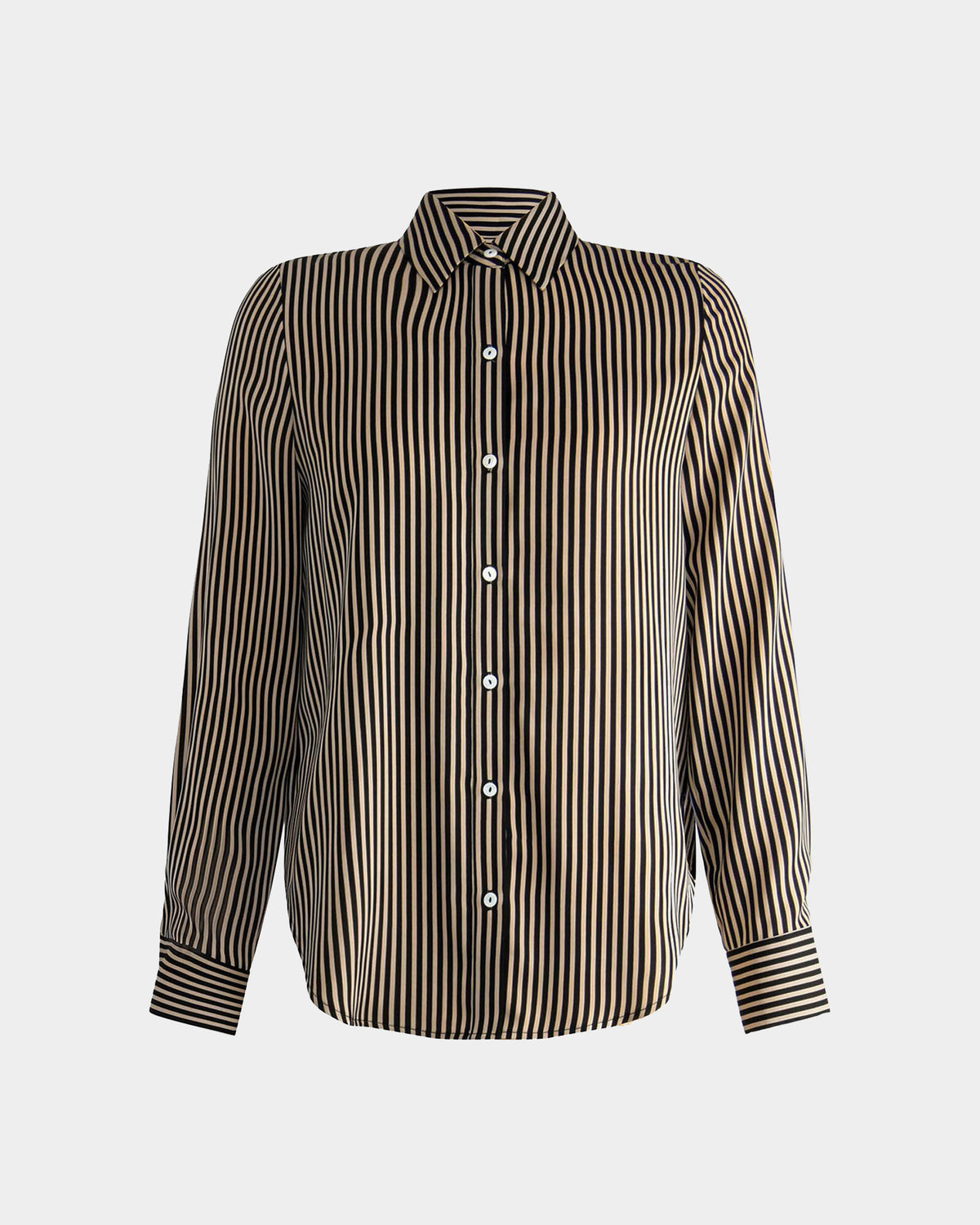 Wanda Stripe Satin Shirt in beige black — product-only view