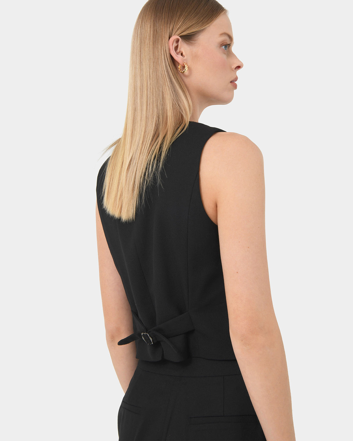 Colette Tailored Vest in black — back view